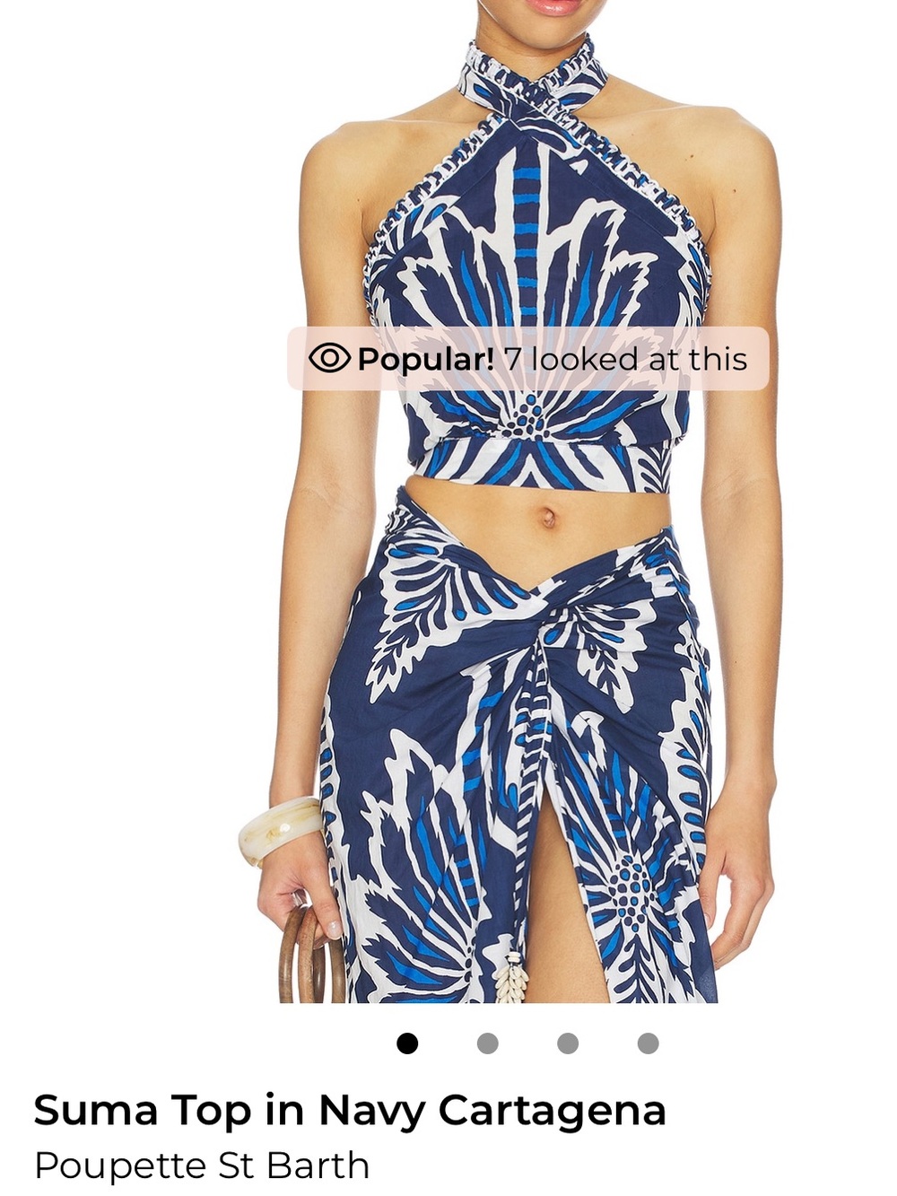 Poupette St. Barth Navy and White Floral Swim Sarong Set